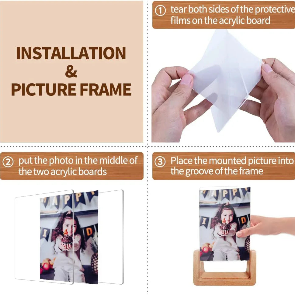 Acrylic Photo Frame Wooden Photos Frame Nordic Photo Frame for Wedding Photo Picture Frame Desktop Office Photo Decor