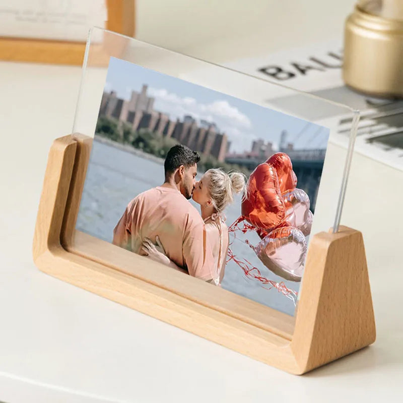 Acrylic Photo Frame Wooden Photos Frame Nordic Photo Frame for Wedding Photo Picture Frame Desktop Office Photo Decor